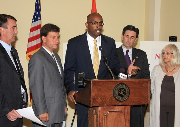 Legislator Abrahams picture (from L - R) with  Legislators Scannell, Denenberg, Wink, and Bosworth