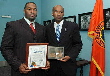 Legislator Abrahams with Jason Thomas. 