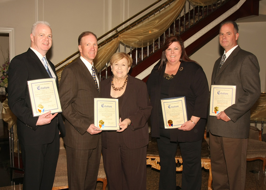 Honoree NCPD PO Patrick Byrne; Honoree NCPD Sgt John Marschauer; Legislator Jacobs; Honoree NCPD PO Janice Boyd;Honoree NCPD Inspector Joe Allen