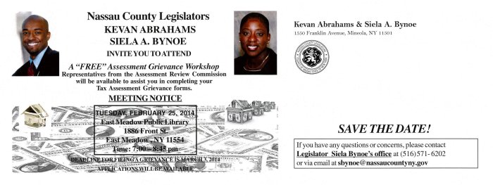 Legislators Abrahams, Bynoe Host Tax Grievance Meeting