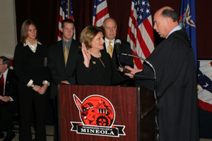 Maureen O'Connell being sworn in