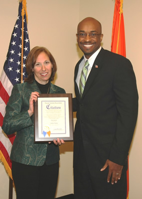 Legislator Abrahams and Tina Sanacore, Literacy Nassau